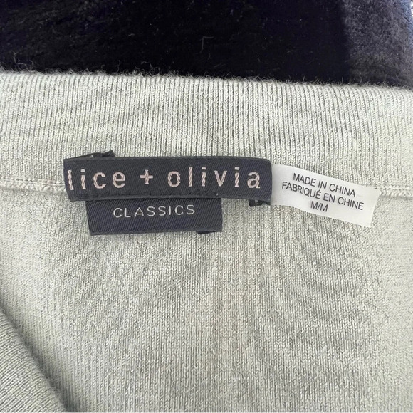 alice + olivia Leo Side Slit Wool Blend Sweater Midi Skirt Sage Green - Picture 10 of 10